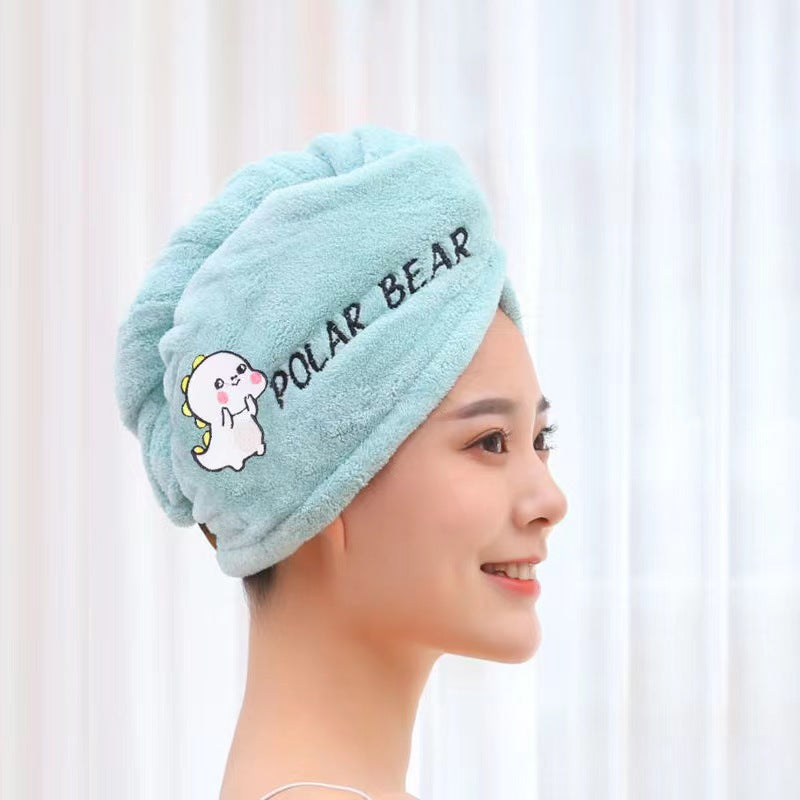 Dry hair cap female water-absorbing quick-dry wiping hair towel thickened turban long hair cute shower cap dry hair towel does not shed hair