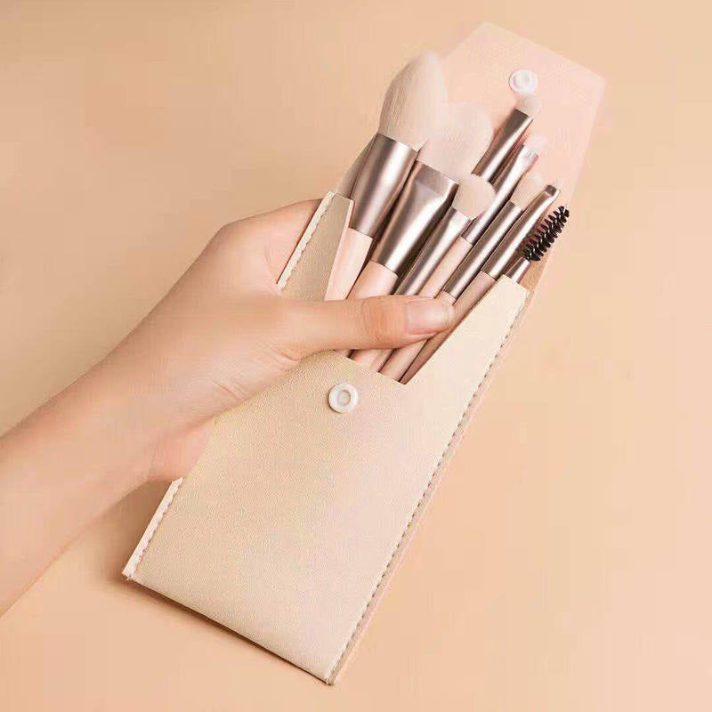 8 Mini Makeup Brush Set Morandi Portable Soft-Bristled Beginner Makeup Tool Set