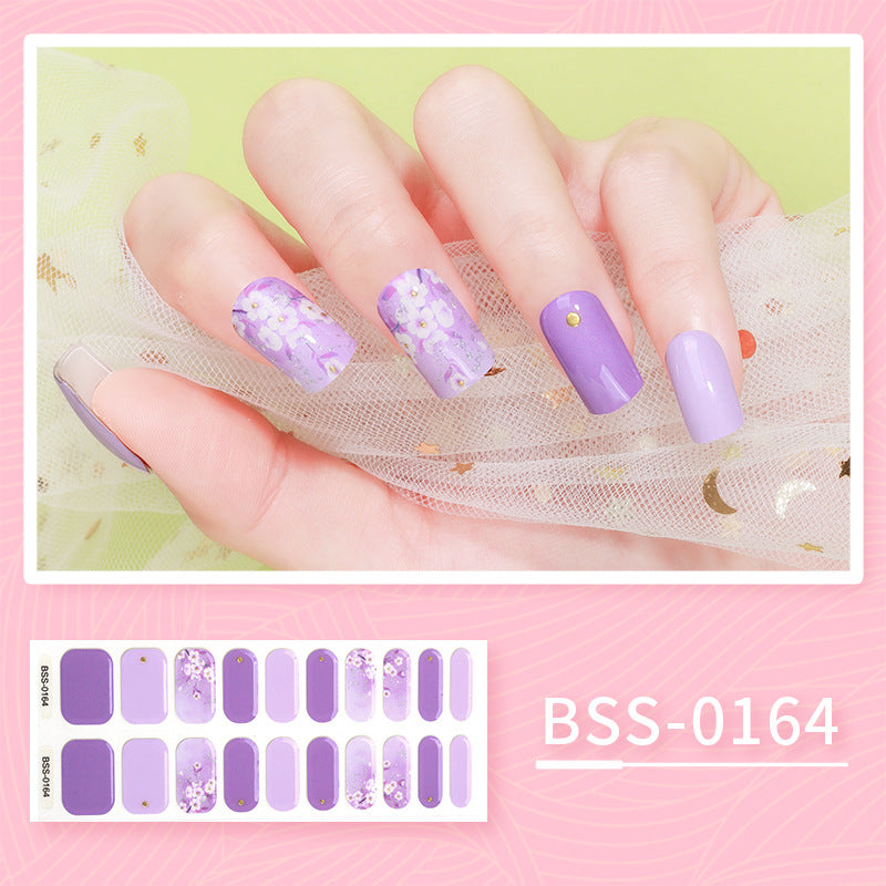 Cross-border 2023 European and American Gel Nail Sticker Waterproof 3D Bronzing Flower UV Phototherapy Semi-curing Nail Sticker Wholesale