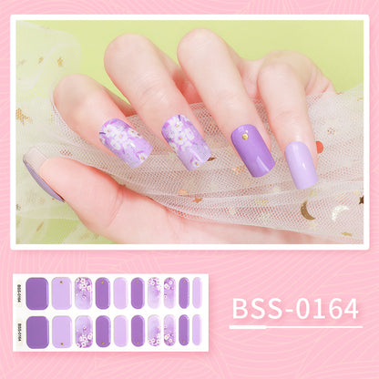 Cross-border 2023 European and American Gel Nail Sticker Waterproof 3D Bronzing Flower UV Phototherapy Semi-curing Nail Sticker Wholesale