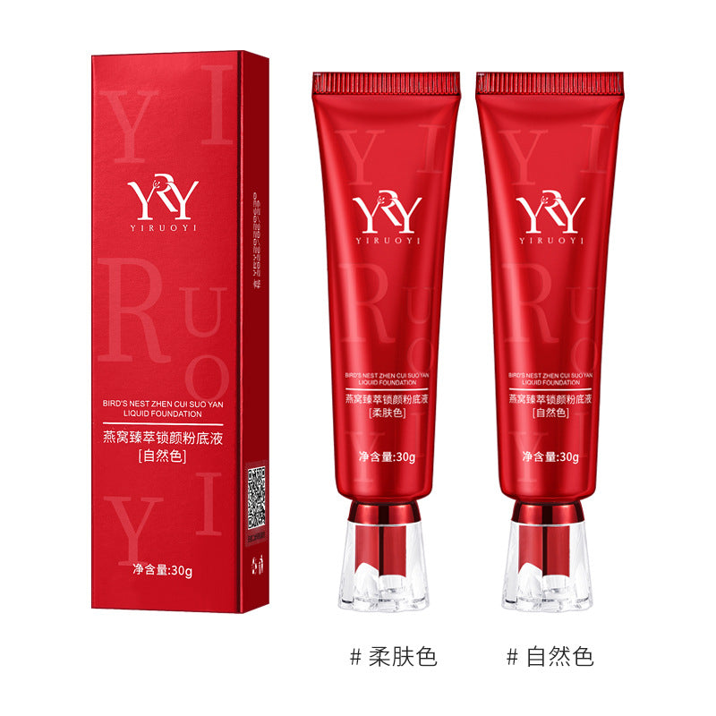 Yiruoyi bird's nest essence locking skin nourishing liquid foundation concealer waterproof anti-sweat oil control brightening moisturizing not easy to remove makeup