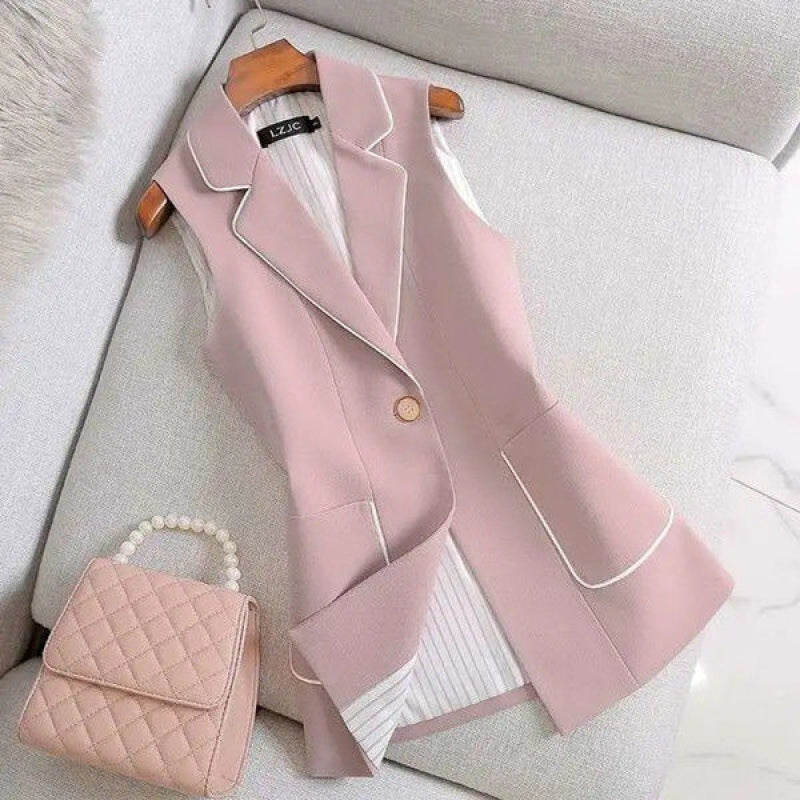 Plus Size Women's Clothing 2023 Autumn New Suit Vest Female Fat Sister Looks Thin Slim Body Covering Jacket Professional Vest