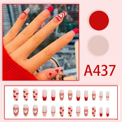 Wearable manicure nail pieces blooming French ins Aurora removable fake nails bow frosted ice transparent small clear