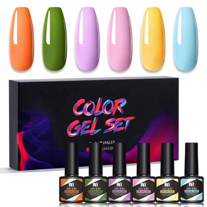 Nee Jolie cross-border new product wholesale 6 color box set nail polish glue set UV phototherapy glue base glue sealer