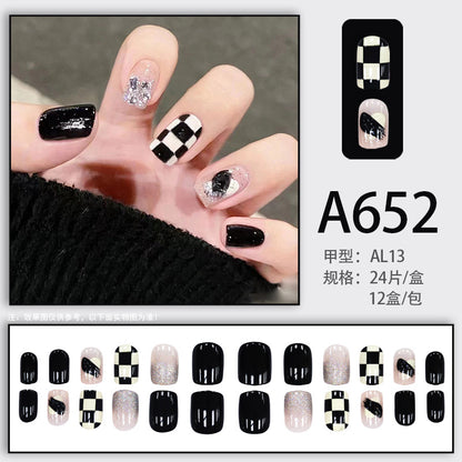 Autumn and winter gentle and pure desire simple style wearable manicure patches short, medium and long style white removable fake nail patches