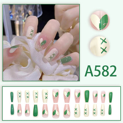 Winter fresh and simple pure lust style bride dance wear nails rainbow love rose fake nails wholesale