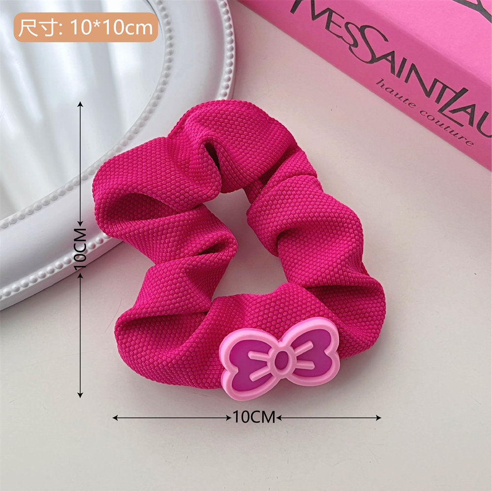 Korean plush hair tie bow hair accessories letter princess hair rope rose red white girl headwear wholesale