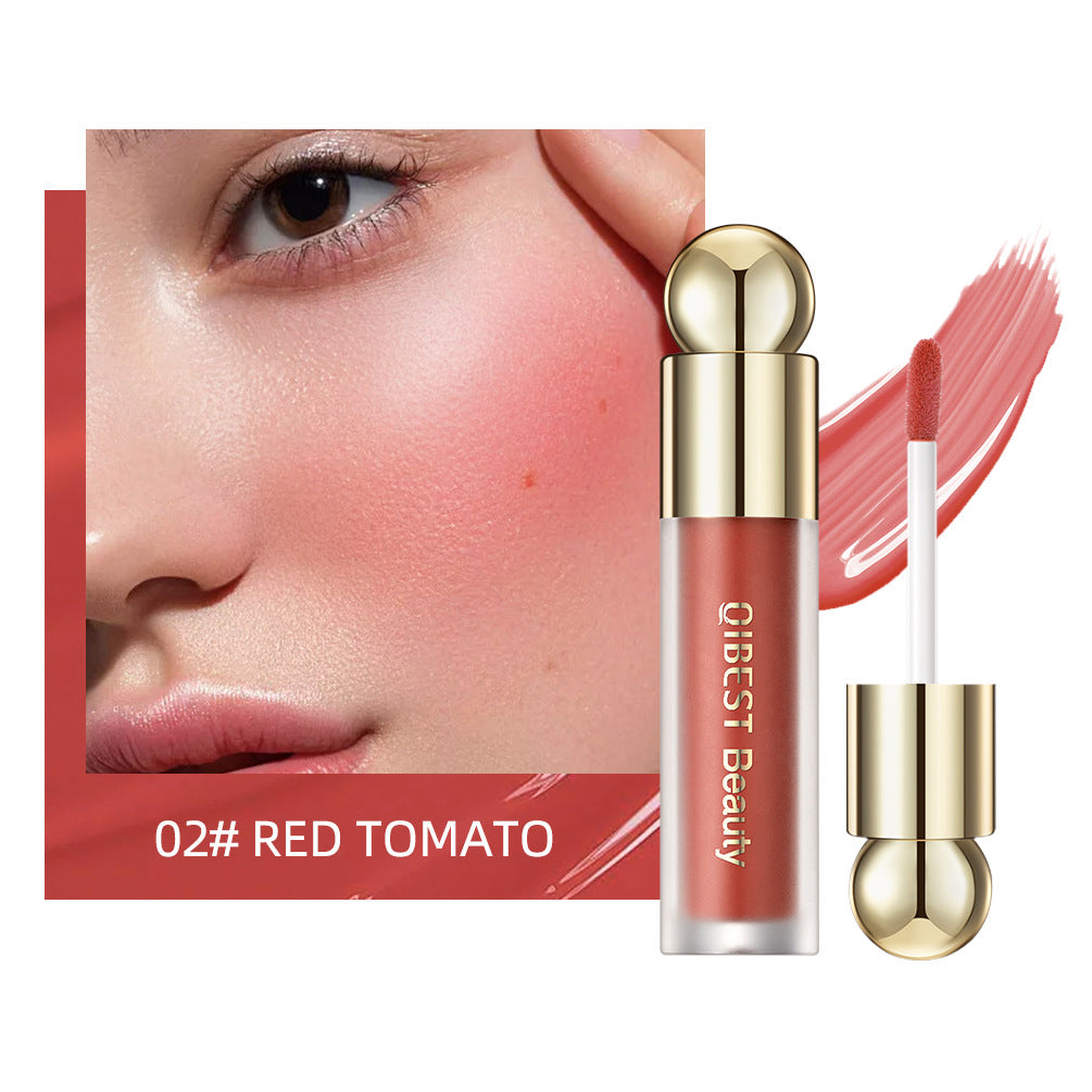 QiBest liquid blush, silky and natural makeup, brightening, moisturizing rouge blush, not easy to fade, rouge powder cream