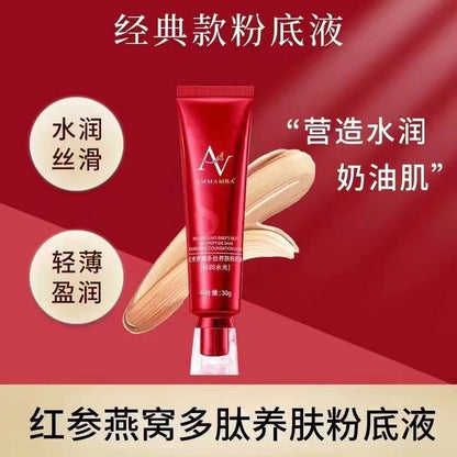 Explosive Red Ginseng Bird's Nest Peptide Nourishing Liquid Foundation Concealer Long-lasting No Makeup Moisturizing Oily Skin Foundation