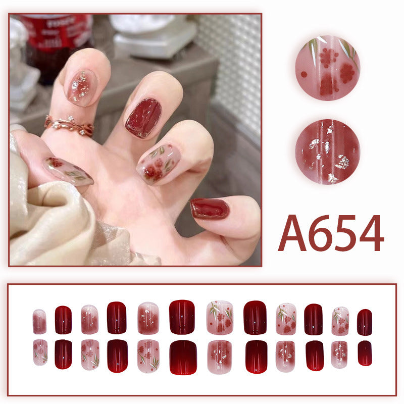 Autumn and winter gentle and pure desire simple style wearable manicure patches short, medium and long style white removable fake nail patches