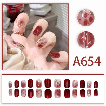 Autumn and winter gentle and pure desire simple style wearable manicure patches short, medium and long style white removable fake nail patches