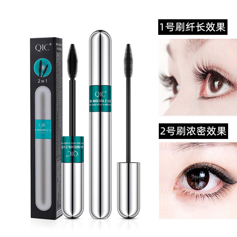 Cross-border Amazon QIC double-effect in-one mascara 4d waterproof slender thick one dual-purpose Japanese makeup