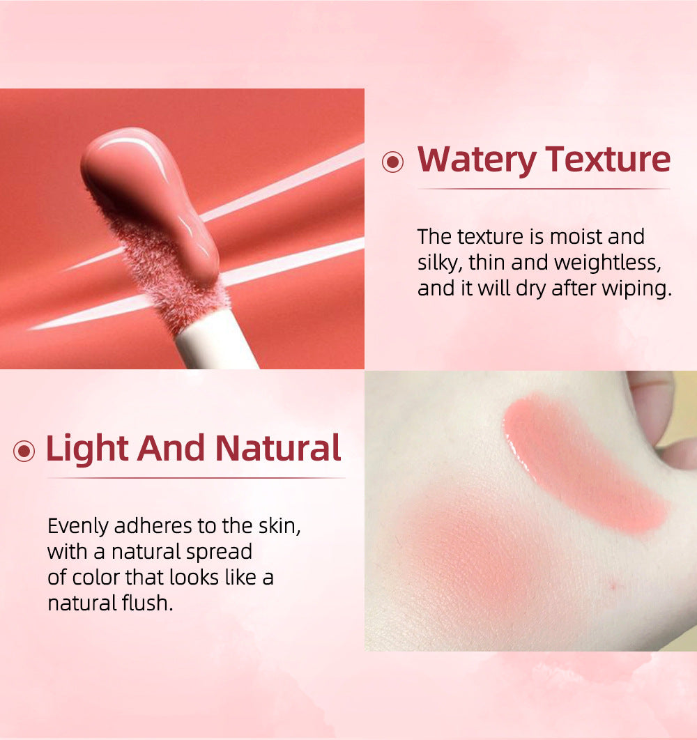 QiBest liquid blush, silky and natural makeup, brightening, moisturizing rouge blush, not easy to fade, rouge powder cream