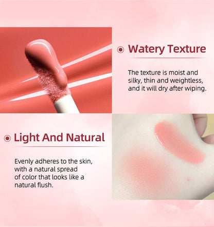 QiBest liquid blush, silky and natural makeup, brightening, moisturizing rouge blush, not easy to fade, rouge powder cream