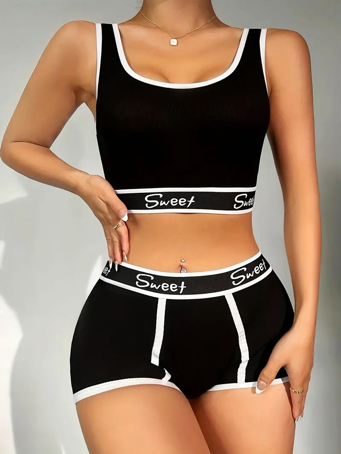 Workout Underwear Cotton Wide-brimmed Letters Sports Underwear Suit