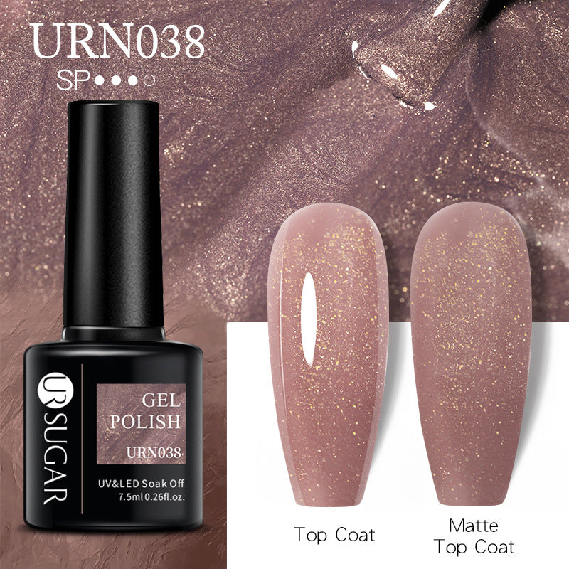 UR SUGAR a bottle of one-color nail polish glue 2021 new flash powder solid color glue matte seal layer net red style