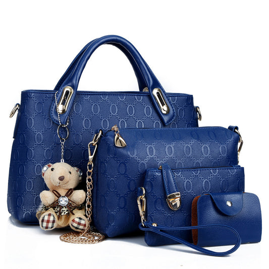 Cross-border women's bag 2024 new fashion leisure bear four-piece set mother-and-child bag shoulder crossbody handbag women's bag wholesale