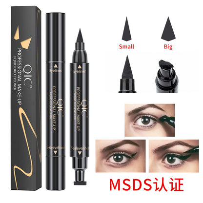 QIC double-headed seal triangle eyeliner, waterproof and non-smudge wing liquid eyeliner pen, vibrato net celebrity, the same beauty makeup