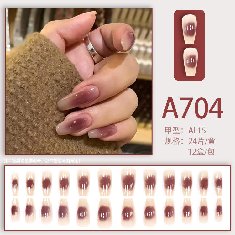 Autumn and winter gentle, sweet and pure desire INS style manicure wear nail polish girl whitening printed ice transparent fake nail polish