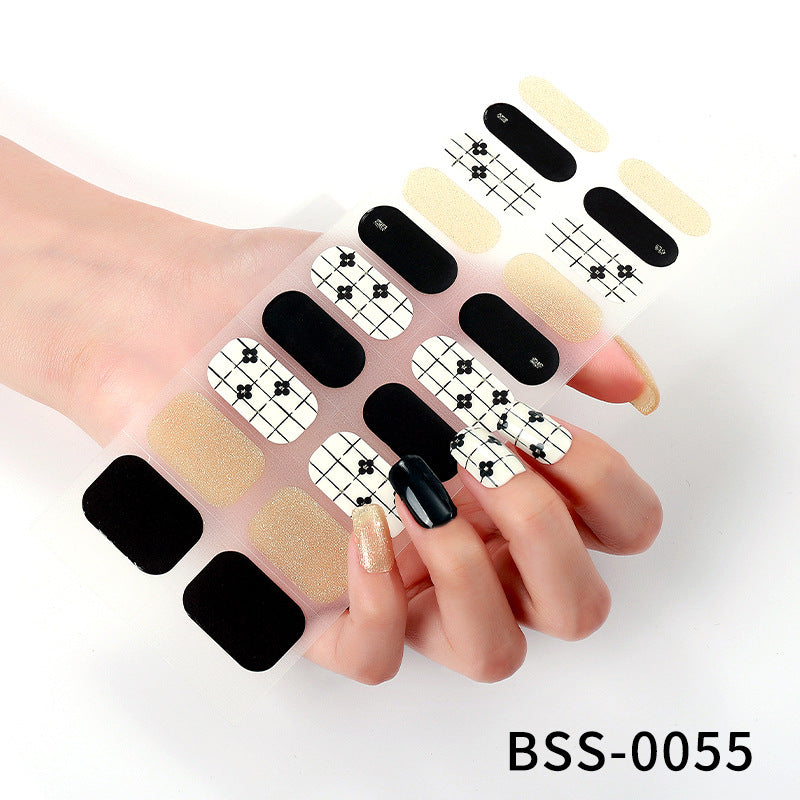 Zhengxiang custom gel nail stickers light therapy European and American nail stickers Amazon baked light checkerboard nail stickers