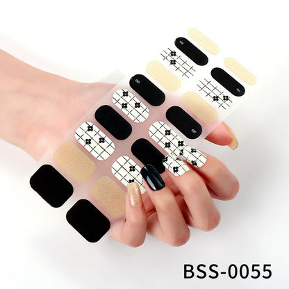 Zhengxiang custom gel nail stickers light therapy European and American nail stickers Amazon baked light checkerboard nail stickers