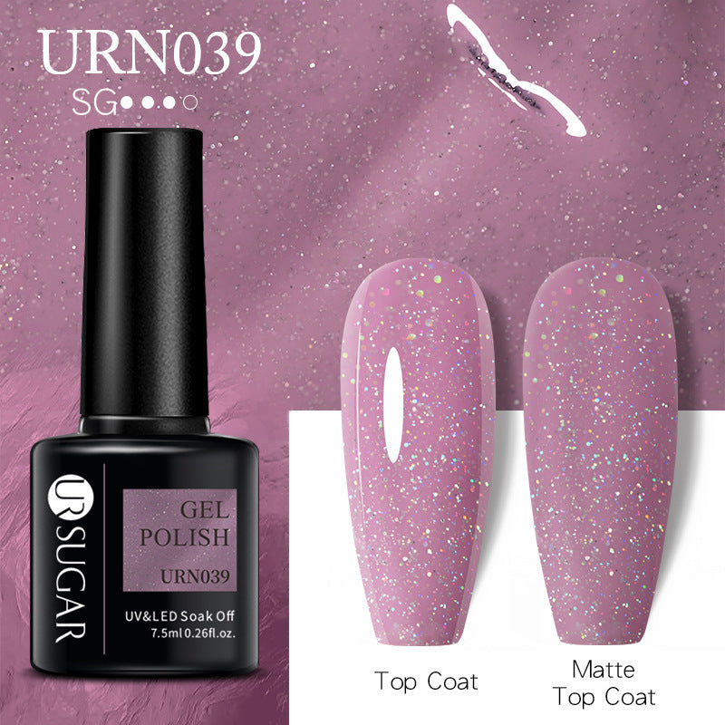 UR SUGAR a bottle of one-color nail polish glue 2021 new flash powder solid color glue matte seal layer net red style