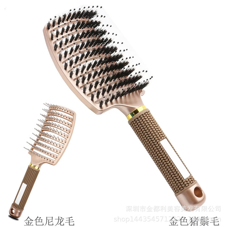 Mosquito incense comb large curved comb pig bristle hair massage comb curly hair styling arc curved curly hair rib comb