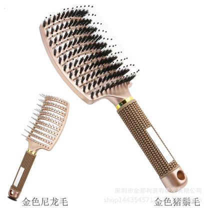 Mosquito incense comb large curved comb pig bristle hair massage comb curly hair styling arc curved curly hair rib comb