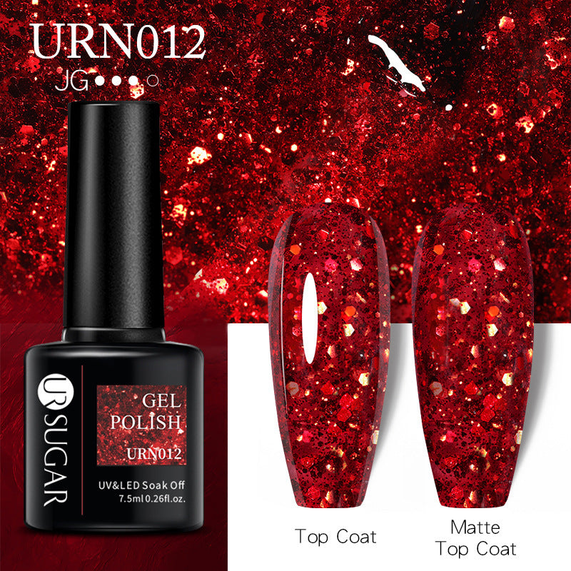 UR SUGAR a bottle of one-color nail polish glue 2021 new flash powder solid color glue matte seal layer net red style