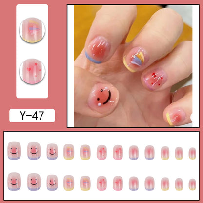 Y2 Wearable Manicure Removable Fake Nail Patch Internet Celebrity Girls Short Manicure Finished Product Cute Internet Celebrity New Style