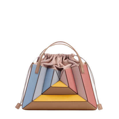 Contrast color splicing handbag 2023 spring and summer new products source factory niche design underarm women's bag drawstring oblique cross bag