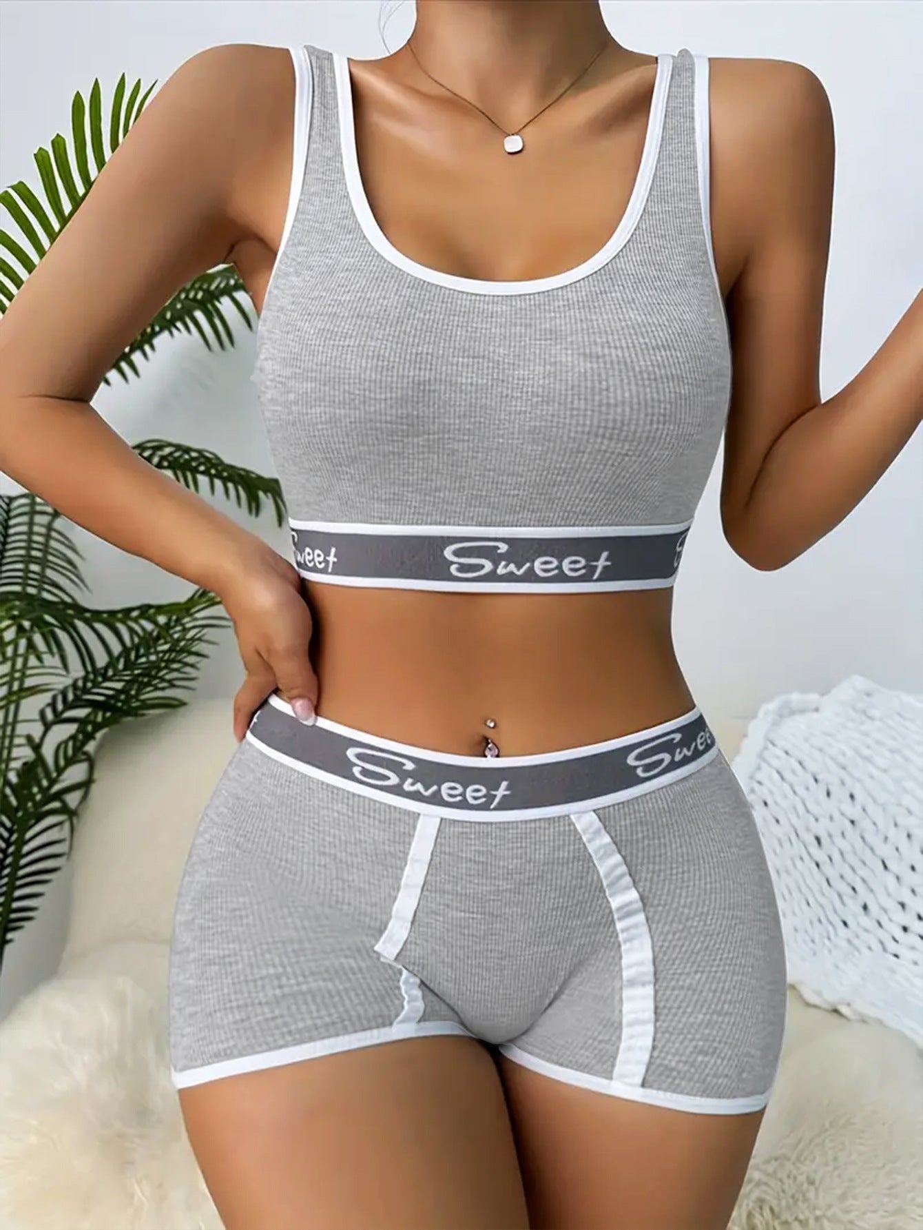 Workout Underwear Cotton Wide-brimmed Letters Sports Underwear Suit