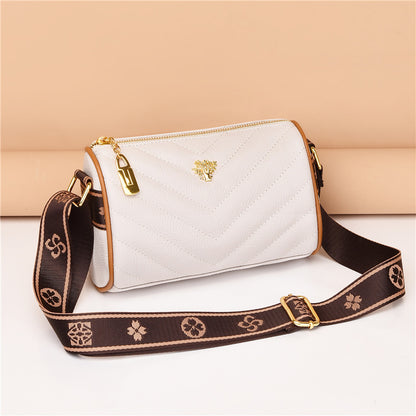 Genuine leather bag women's bag 2022 new head layer cowhide large capacity embroidery thread shoulder Messenger bag soft leather pillow bag trendy