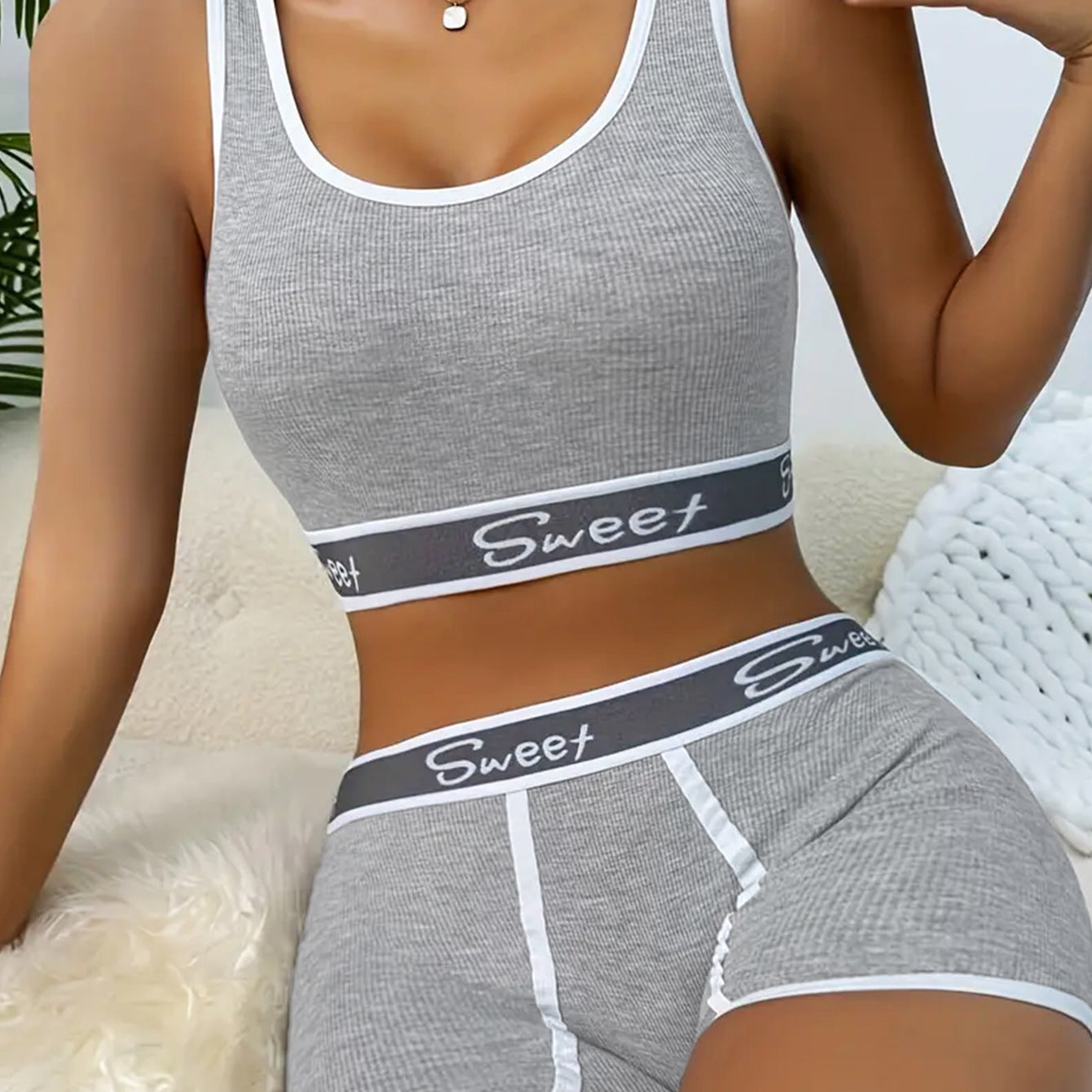 Workout Underwear Cotton Wide-brimmed Letters Sports Underwear Suit