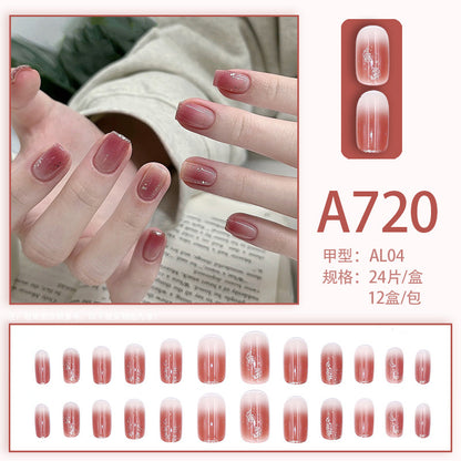 Autumn and winter gentle, sweet and pure desire INS style manicure wear nail polish girl whitening printed ice transparent fake nail polish