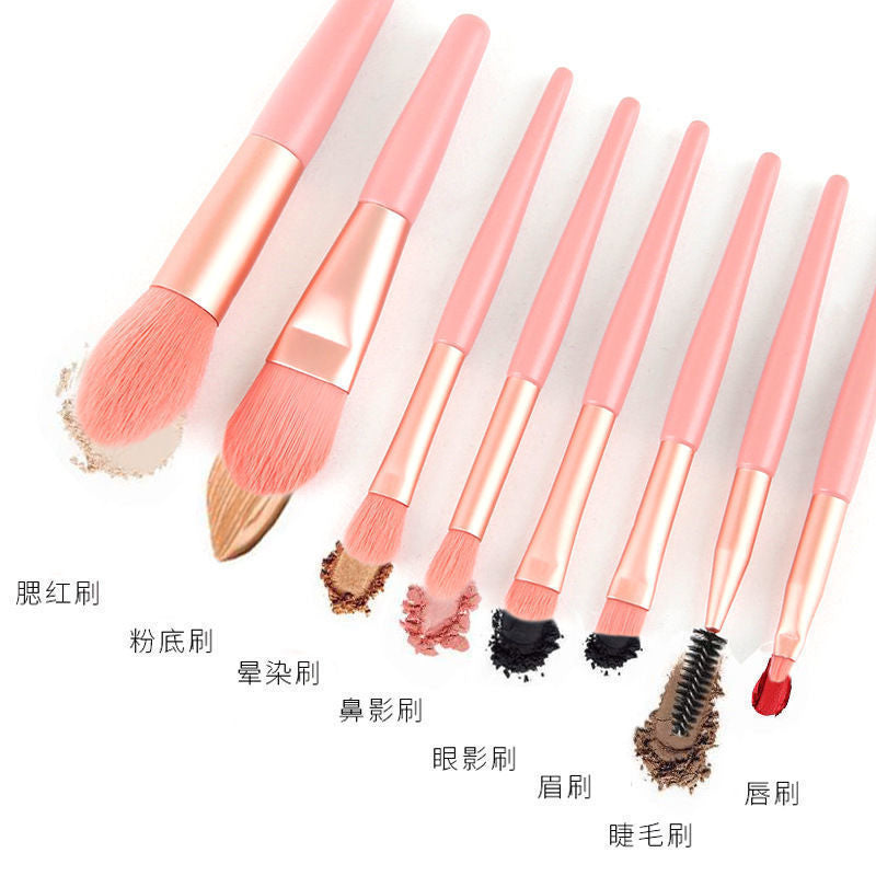 8 Mini Makeup Brush Set Morandi Portable Soft-Bristled Beginner Makeup Tool Set