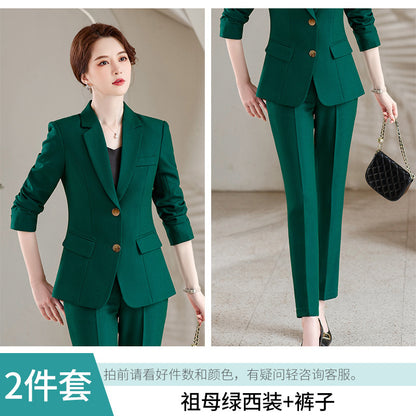 Suit jacket women 2022 new autumn and winter fashion women's clothing temperament goddess style gray professional suit two-piece suit