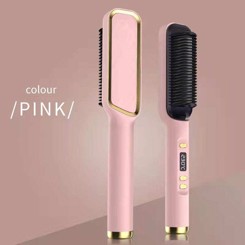 Hot selling LCD straight hair comb negative ion does not damage hair straight hair curly hair dual-purpose lazy curling iron hair straightener cross-border