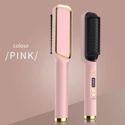 Hot selling LCD straight hair comb negative ion does not damage hair straight hair curly hair dual-purpose lazy curling iron hair straightener cross-border