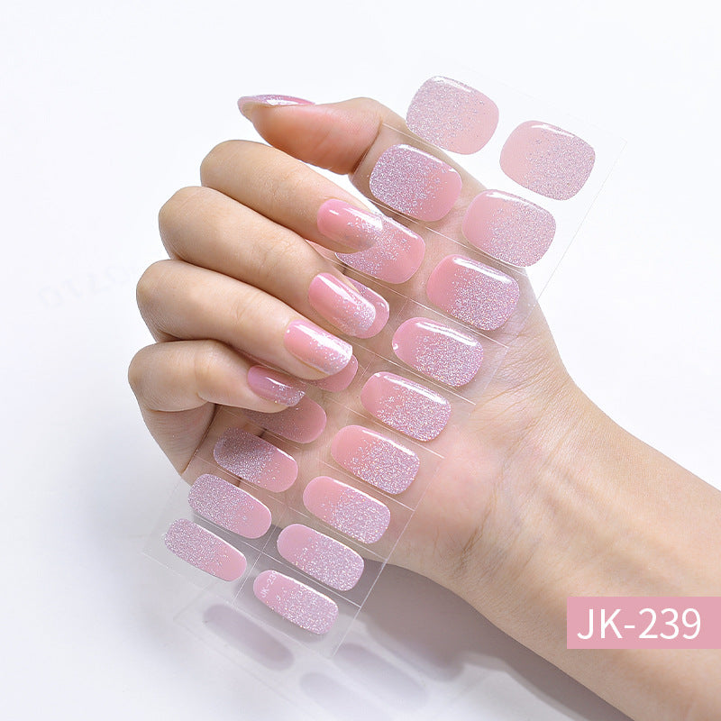 Pure Desire Ice Through Cat's Eye Aurora Wearing Nails UV Semi-Baked Semi-cured Gel Nail Art Stickers Finished Products Wholesale