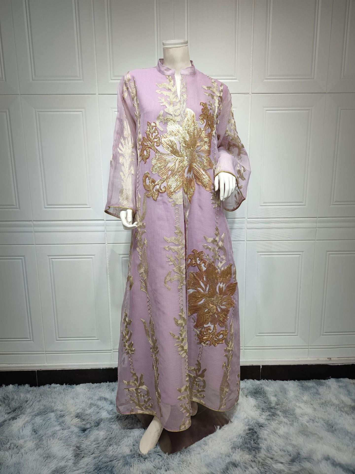 AB056 2023 European dress Muslim dress summer abaya fashion sequins Middle East foreign trade women's clothing