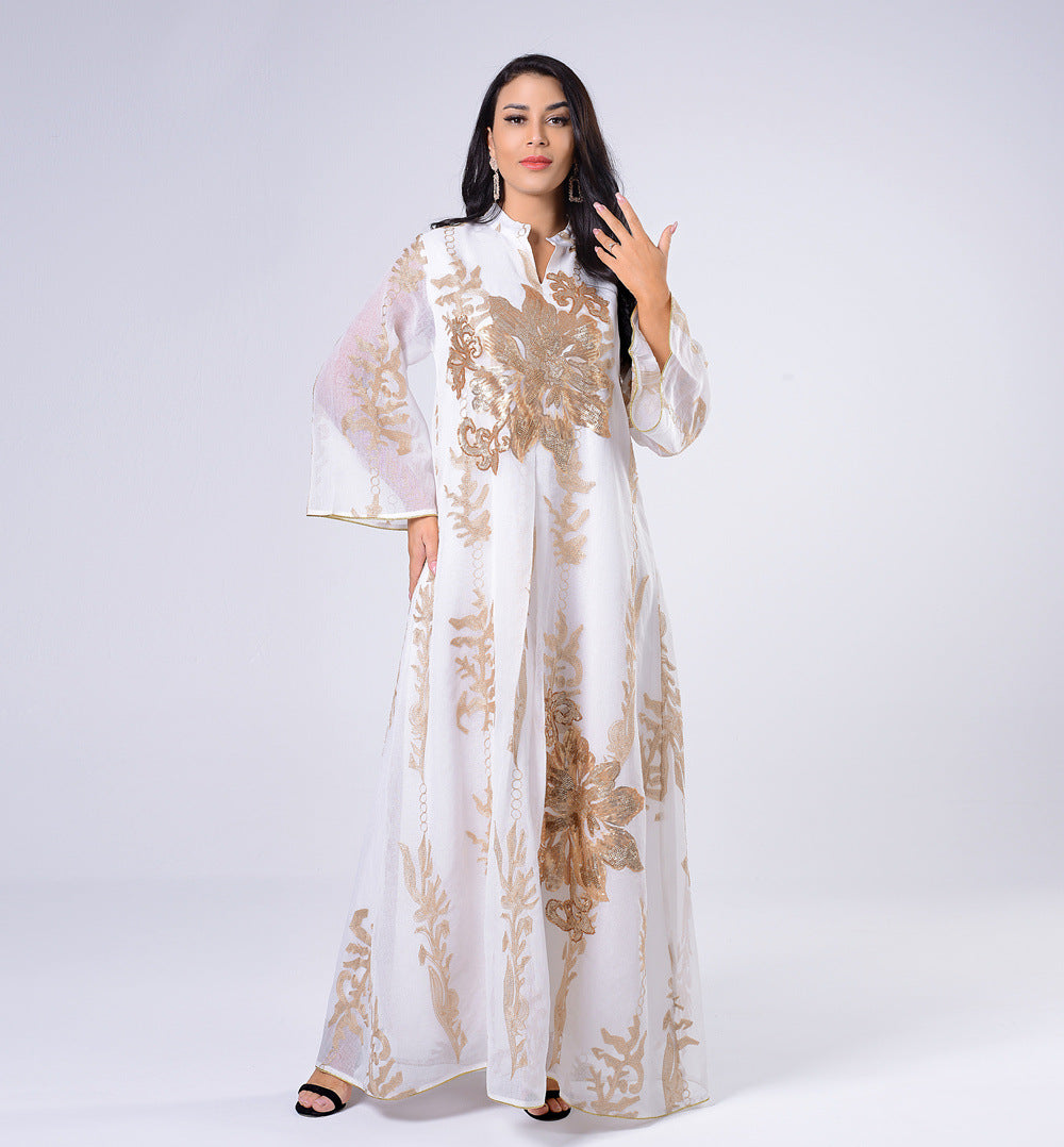 AB056 2023 European dress Muslim dress summer abaya fashion sequins Middle East foreign trade women's clothing