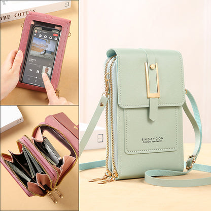 New style transparent touch screen mobile phone bag trend simple Messenger small bag multi-functional mobile phone women's bag coin bag vertical section