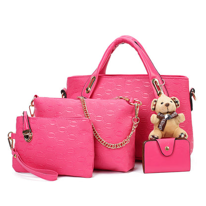 Cross-border women's bag 2024 new fashion leisure bear four-piece set mother-and-child bag shoulder crossbody handbag women's bag wholesale