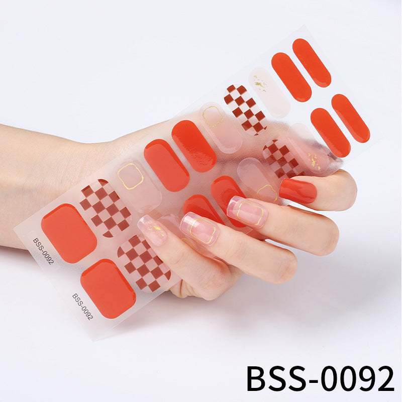 Zhengxiang custom gel nail stickers light therapy European and American nail stickers Amazon baked light checkerboard nail stickers