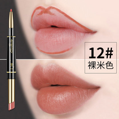 QIC double-headed lipstick lip liner two-in-one matte matte waterproof non-fading non-stick cup lipstick cross-border makeup