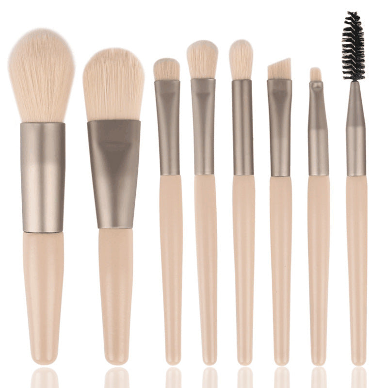 8 Mini Makeup Brush Set Morandi Portable Soft-Bristled Beginner Makeup Tool Set