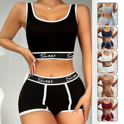 Workout Underwear Cotton Wide-brimmed Letters Sports Underwear Suit