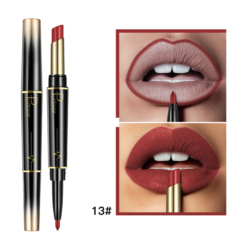 Hot Selling Pudaier Double Lipstick Lip Liner Matte Lip Glaze 16 Colors Lipstick Genuine Makeup Spot