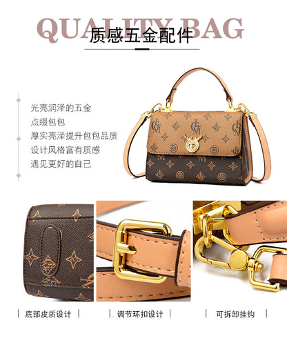 Bag women's bag 2022 new trend lady's small square bag printing contrast color one shoulder underarm Messenger handbag small bag